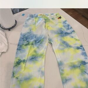 Aviator Nation Blue and Yellow Tie-Dye Joggers